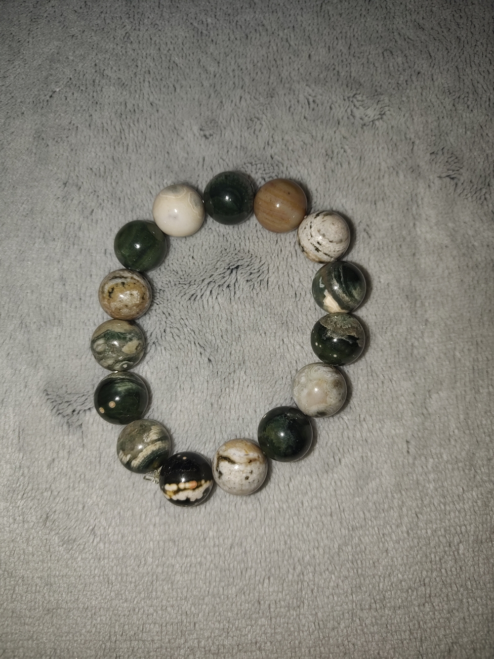 Natural Ocean Jasper Bead Stretch Bracelet - Handmade Jewelry